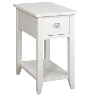 Coquille Blanche Chairside Table With Drawer